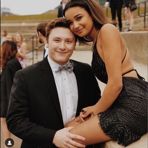 Sequin open back tie dress